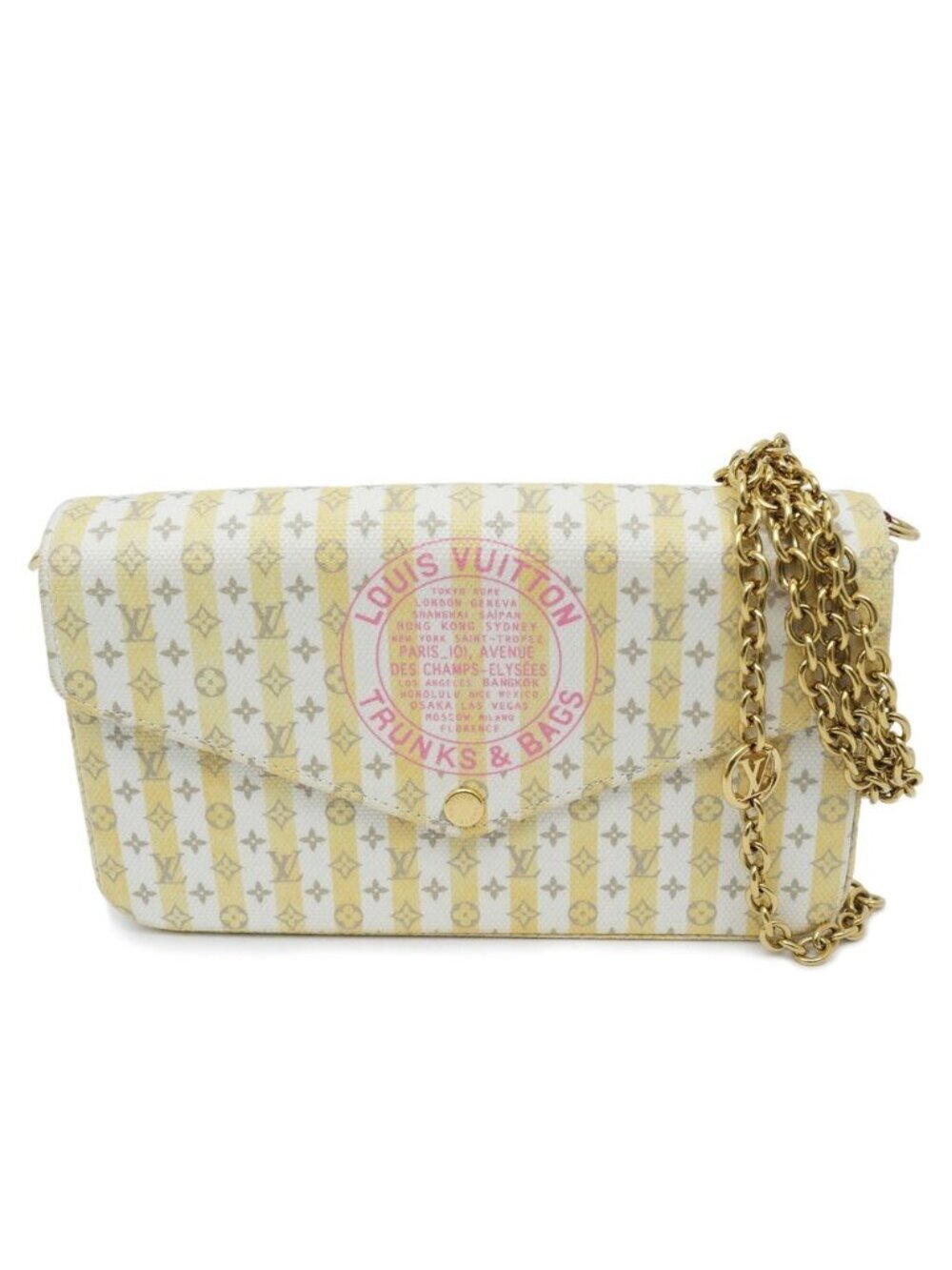 Louis Vuitton LV Stamp Pochette Felicie Banana Clutch Shoulder 2-Way Canvas